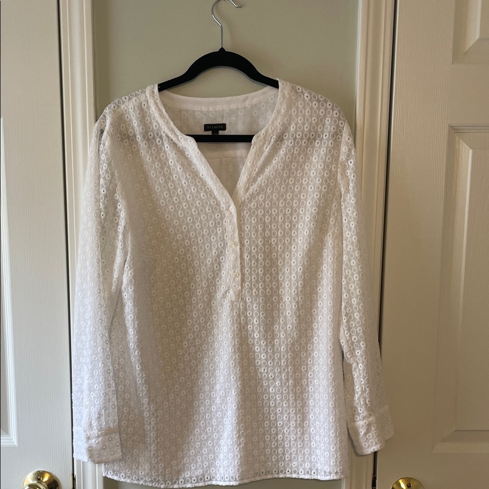 Talbots White Eyelet Blouse